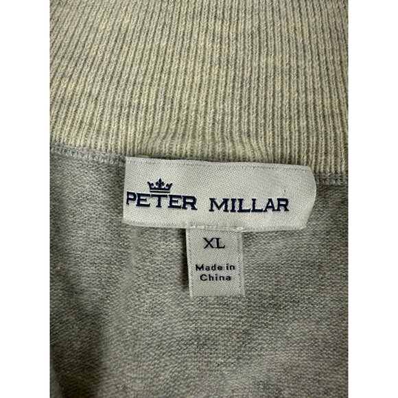 Peter Millar Men's Grey Cotton Silk Blend Crest Quarter-Zip Pullover Sweater XL - Picture 3 of 7